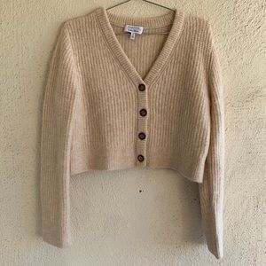 & OTHER STORIES BUTTON UP CARDIGAN ALPACA/WOOL BLEND BEIGE RIBBED SIZE MEDIUM